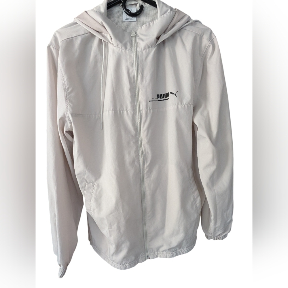 Puma Light Cream Zip-Up Hooded Windbreaker